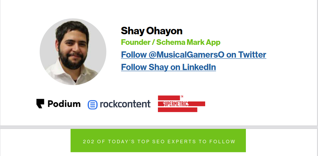 202 OF TODAY&apos;S TOP SEO EXPERTS TO FOLLOW - Shay Ohayon